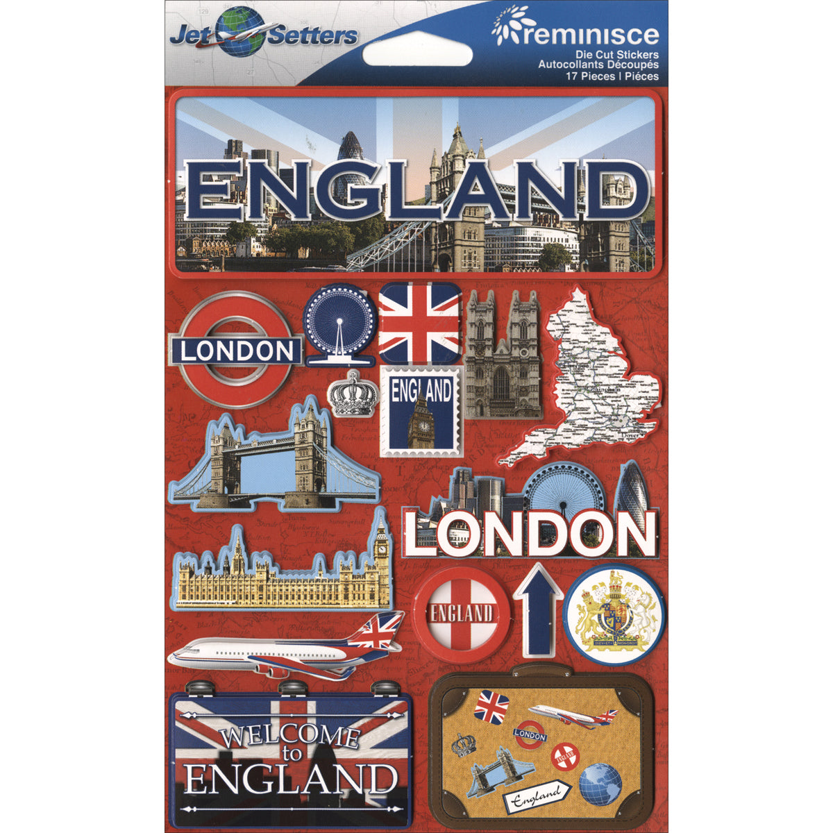 Reminisce Jet Setters Country Dimensional Stickers 4.5"X7.5"-Ireland
