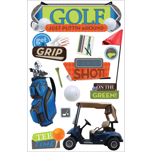 Paper House 3D Stickers 4.5"X7.5"-Golf