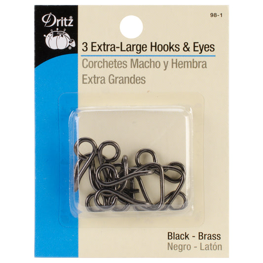 Dritz Extra-Large Hooks & Eyes 3/Pkg-Black