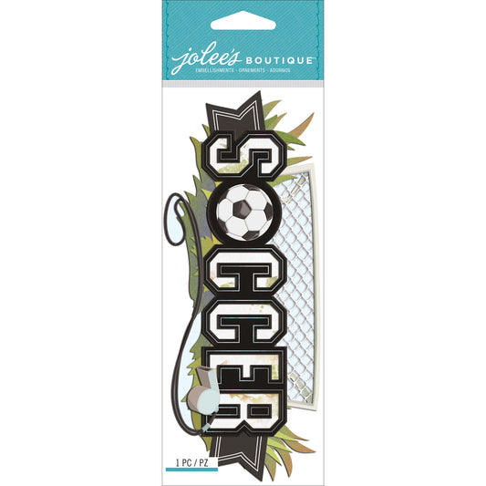 Jolee's Boutique Title Waves Dimensional Stickers-Soccer