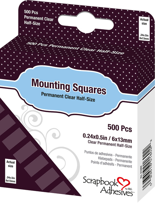 Scrapbook Adhesives Mounting Squares 500/Pkg-Permanent, Clear, .5"X.25"