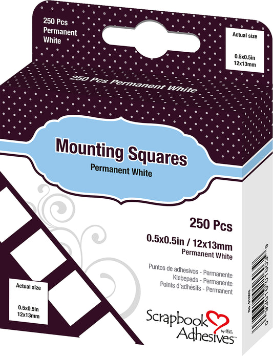 Scrapbook Adhesives Mounting Squares 250/Pkg-Permanent, White, .5"X.5"