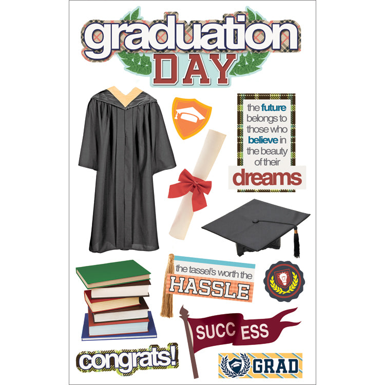 Paper House 3D Stickers 4.5"X7.5" -Graduation Day
