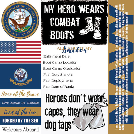 Navy Tags Paper (12 x 12)