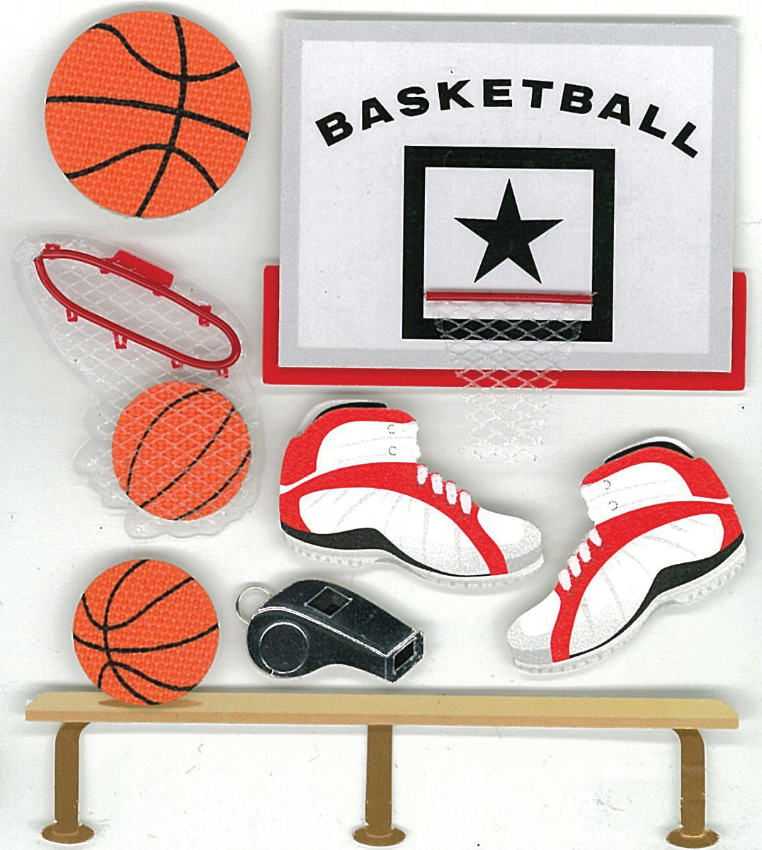 Jolee's Boutique Dimensional Stickers-Basketball