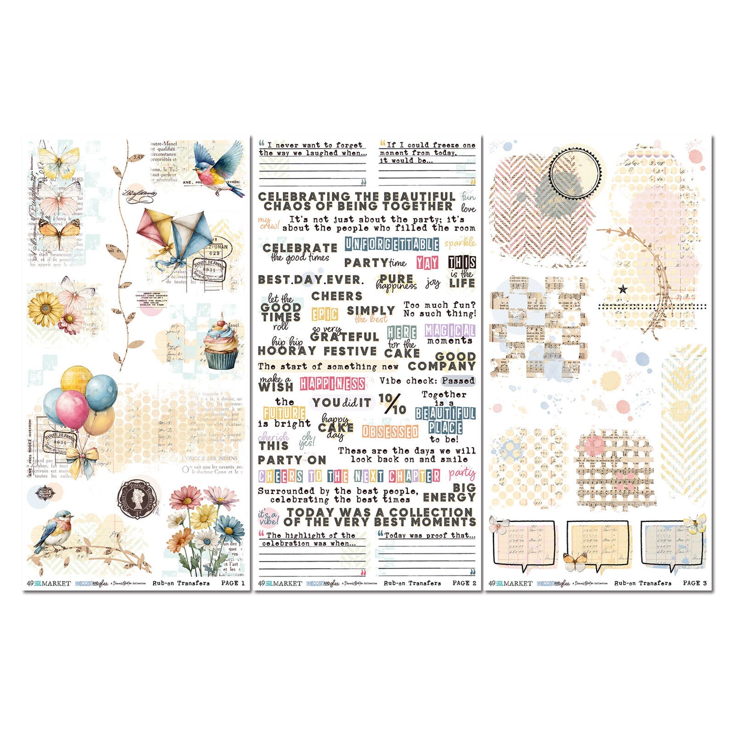 49 and Market Blendable Rub-On Transfer Set 6"X12"-Glimmer and Glee