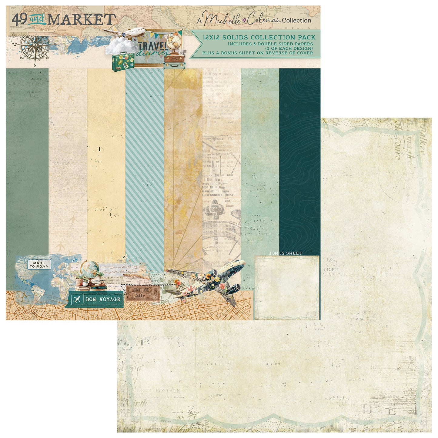 49 and Market Solids Collection Pack 12"X12"-Travel Diaries