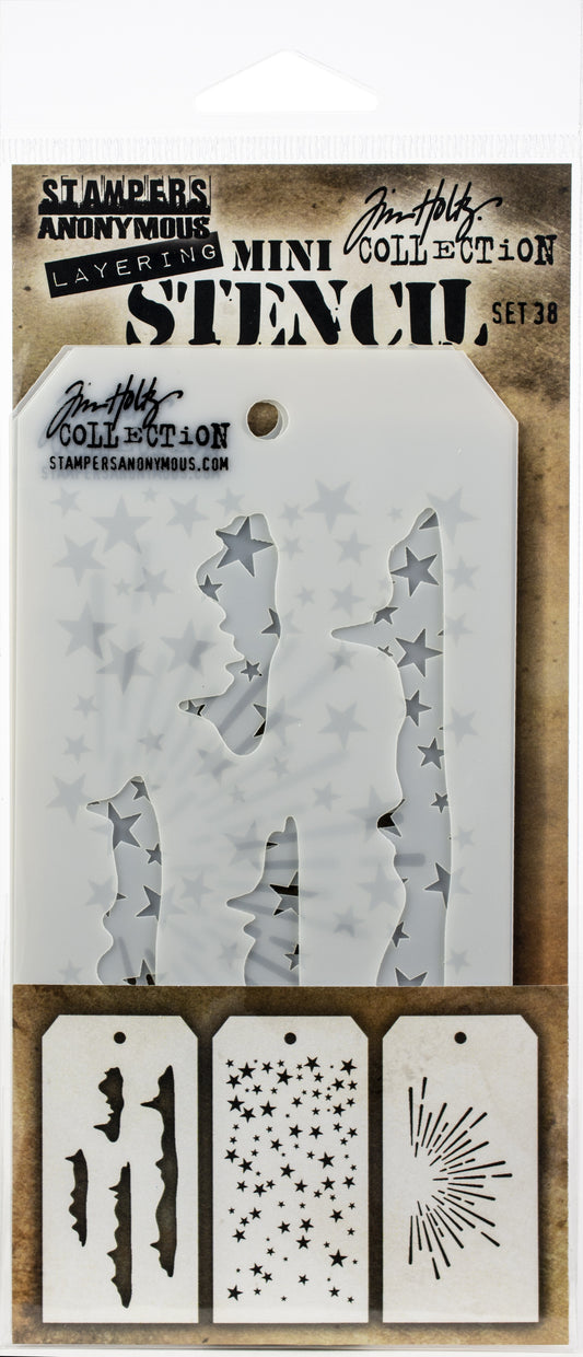 Tim Holtz Mini Layered Stencil Set 3/Pkg-Select Style