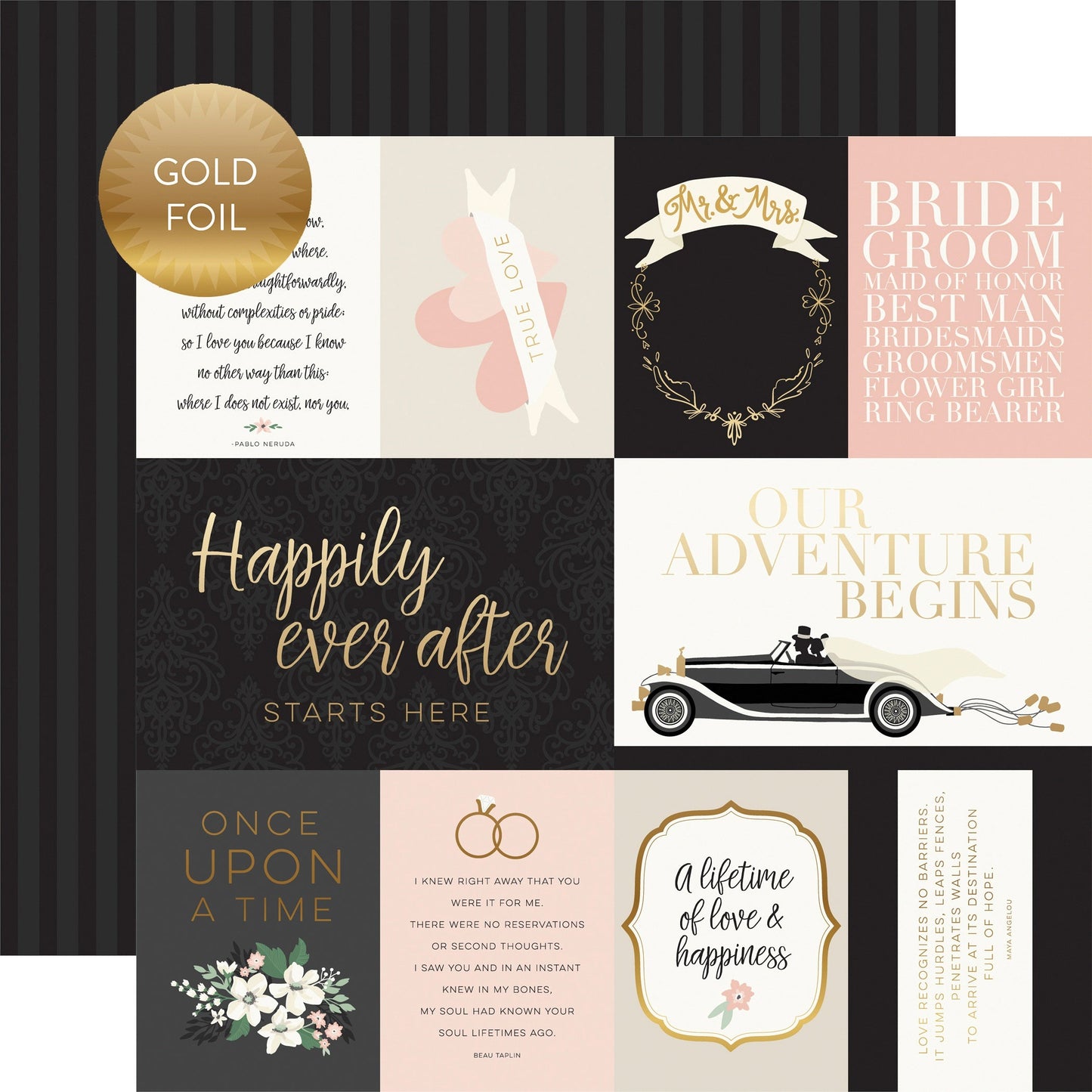 Wedding Day Gold Foiled Double-Sided Cardstock 12"X12"-Select Style