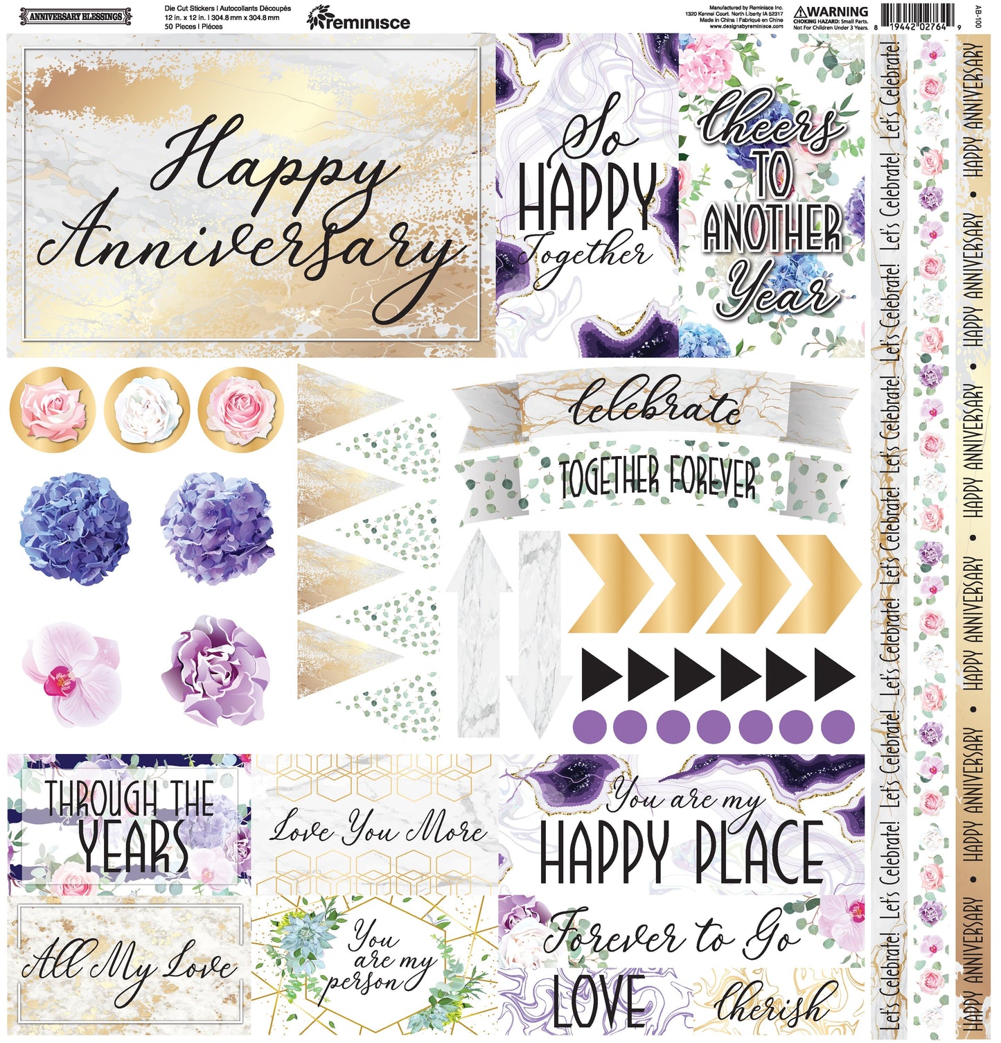 Anniversary Blessing Elements Stickers 12"X12"-