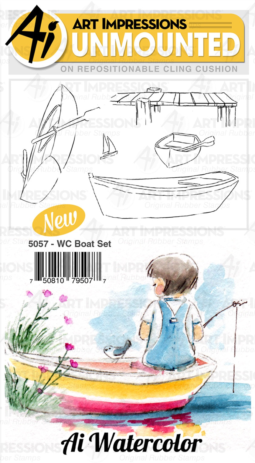 Art Impressions Watercolor Cling Rubber Stamps-Boat