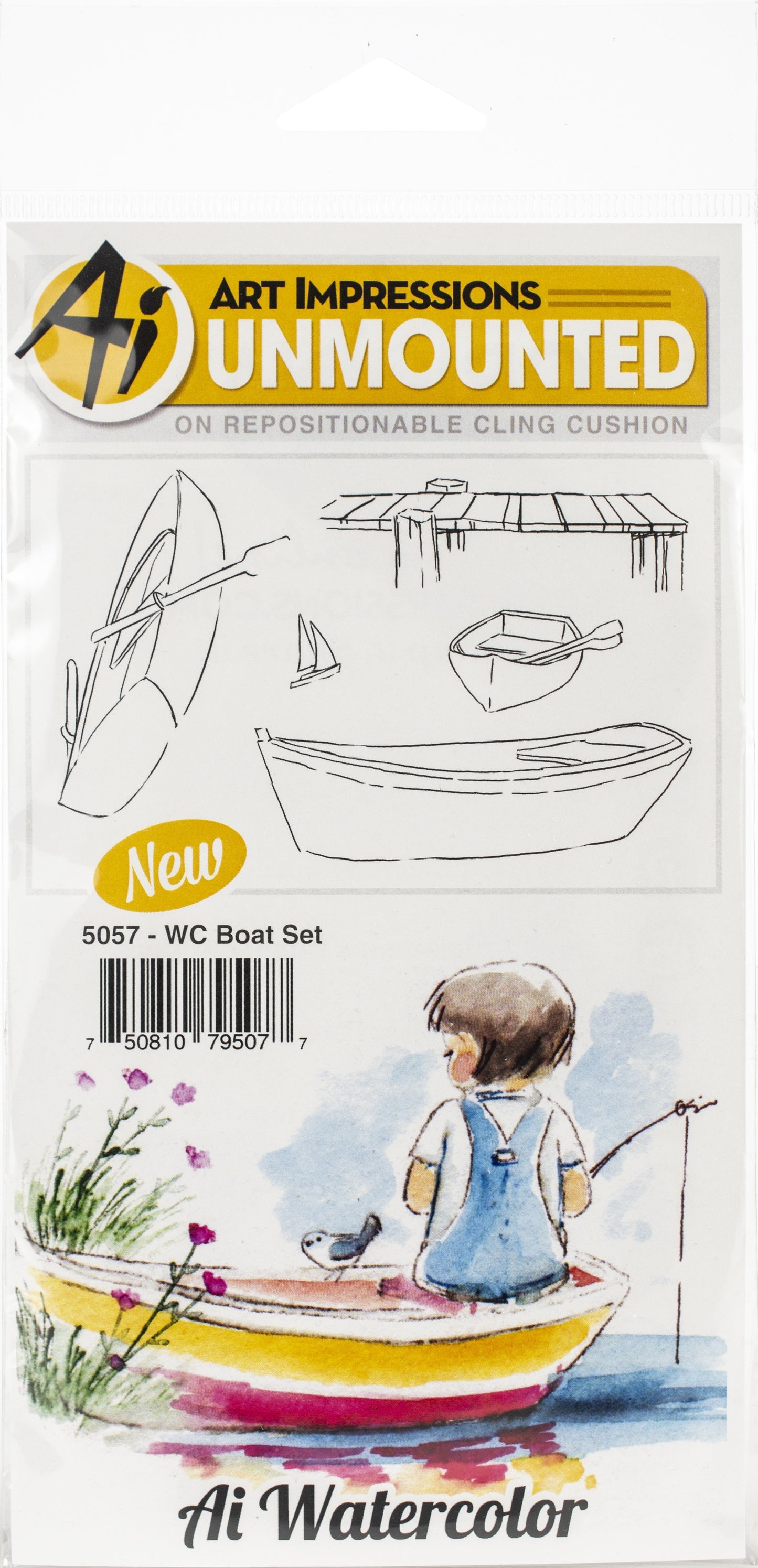 Art Impressions Watercolor Cling Rubber Stamps-Boat