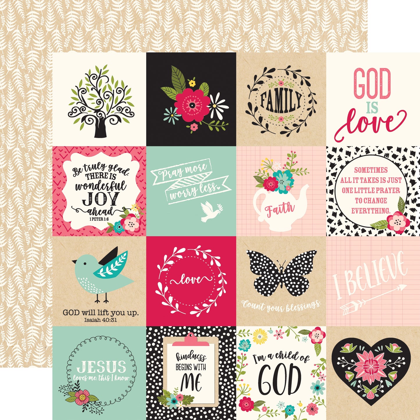 Forward With Faith Double-Sided Cardstock 12"X12"-Blessed Butterflies