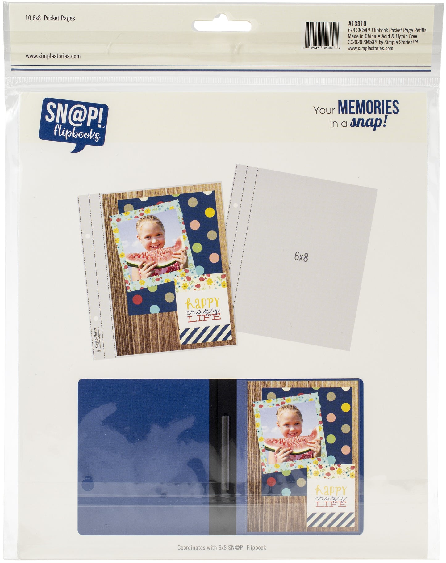 Simple Stories Sn@p! Pocket Pages For 6"X8" Flipbooks 10/Pkg-(1) 6"X8" Pocket
