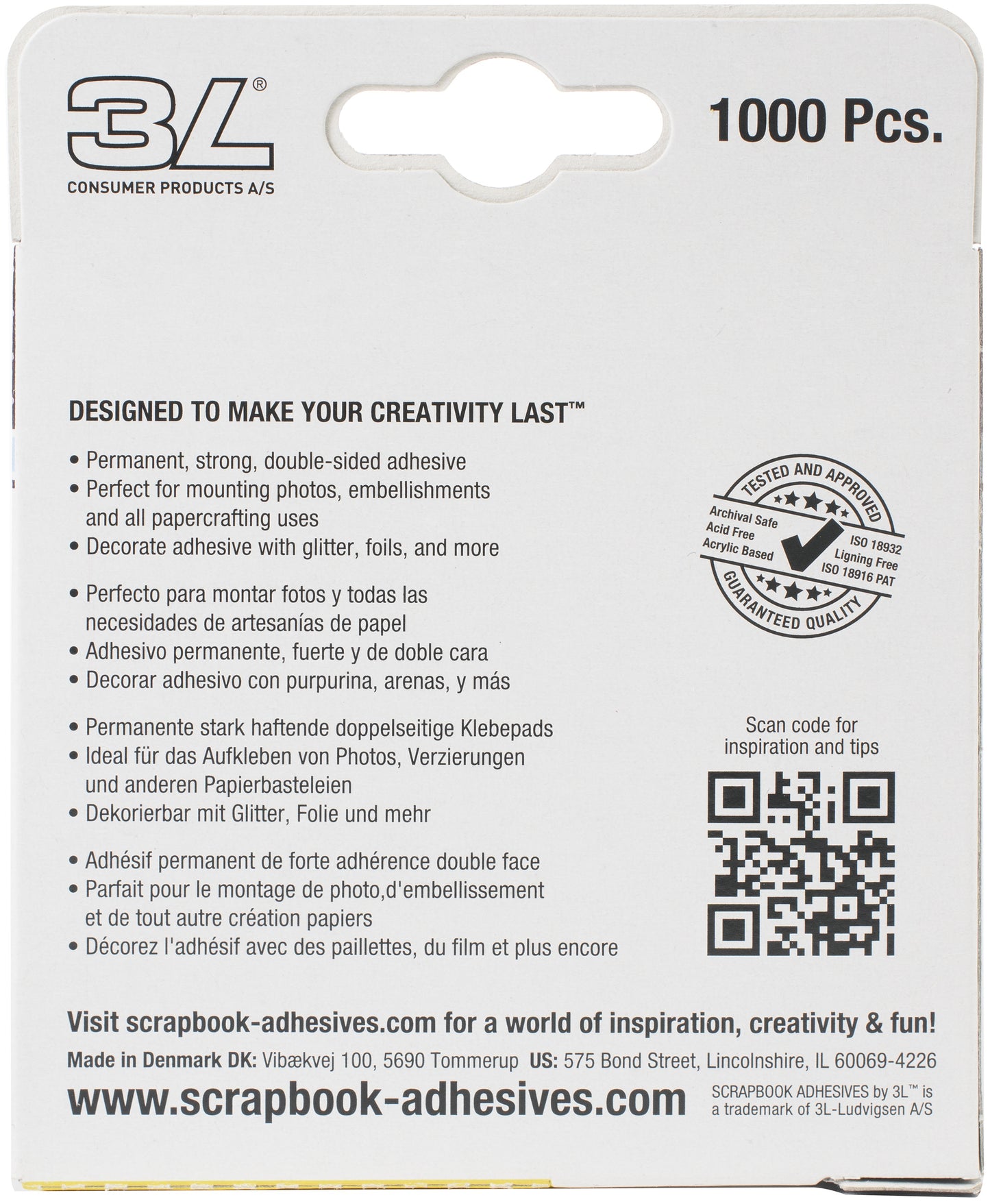 Scrapbook Adhesives Mounting Squares 1000/Pkg-Permanent White .5"X.5"