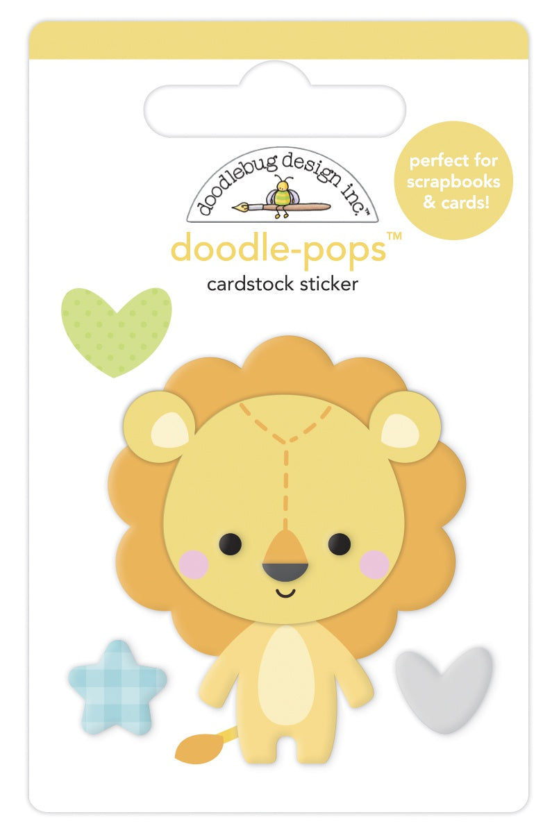 Doodlebug Doodle-Pops 3D Stickers-Lovable Lion, Special Delivery