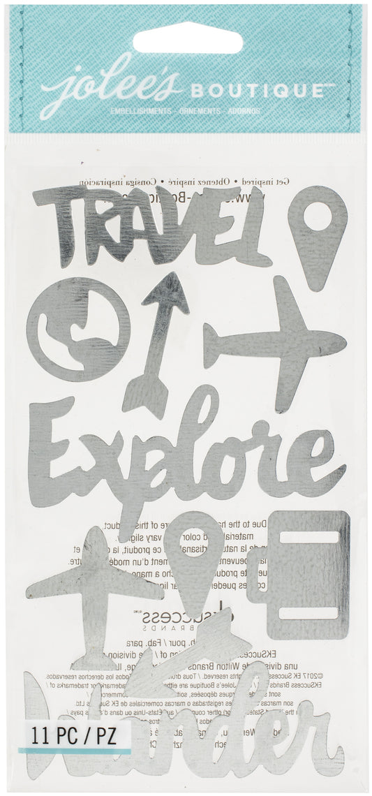 Jolee's Boutique Themed Embellishment-Metal Travel Words And Icons