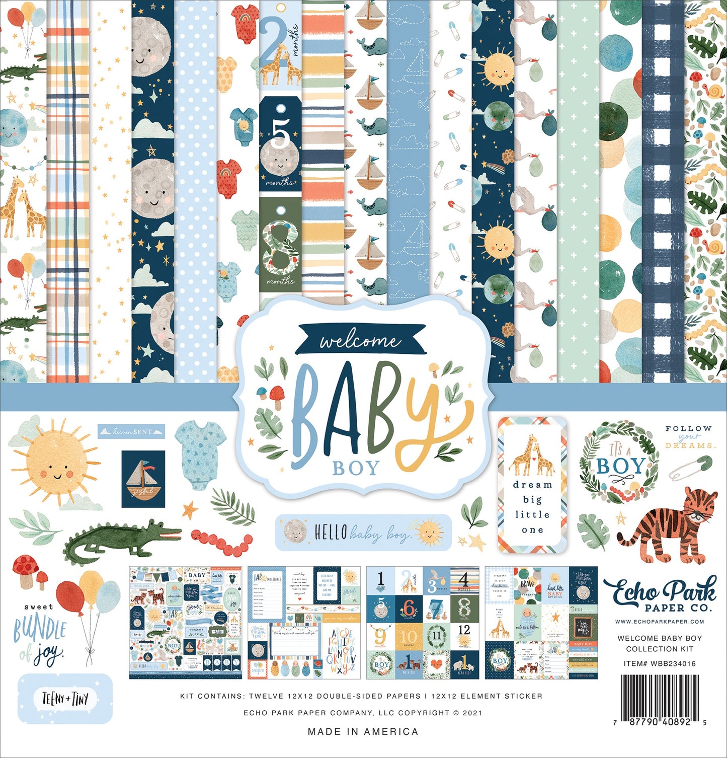 Echo Park Collection Kit 12"X12"-Welcome Baby Boy