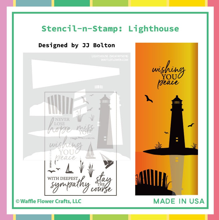 Waffle Flower Stencil-N-Stamp-Lighthouse