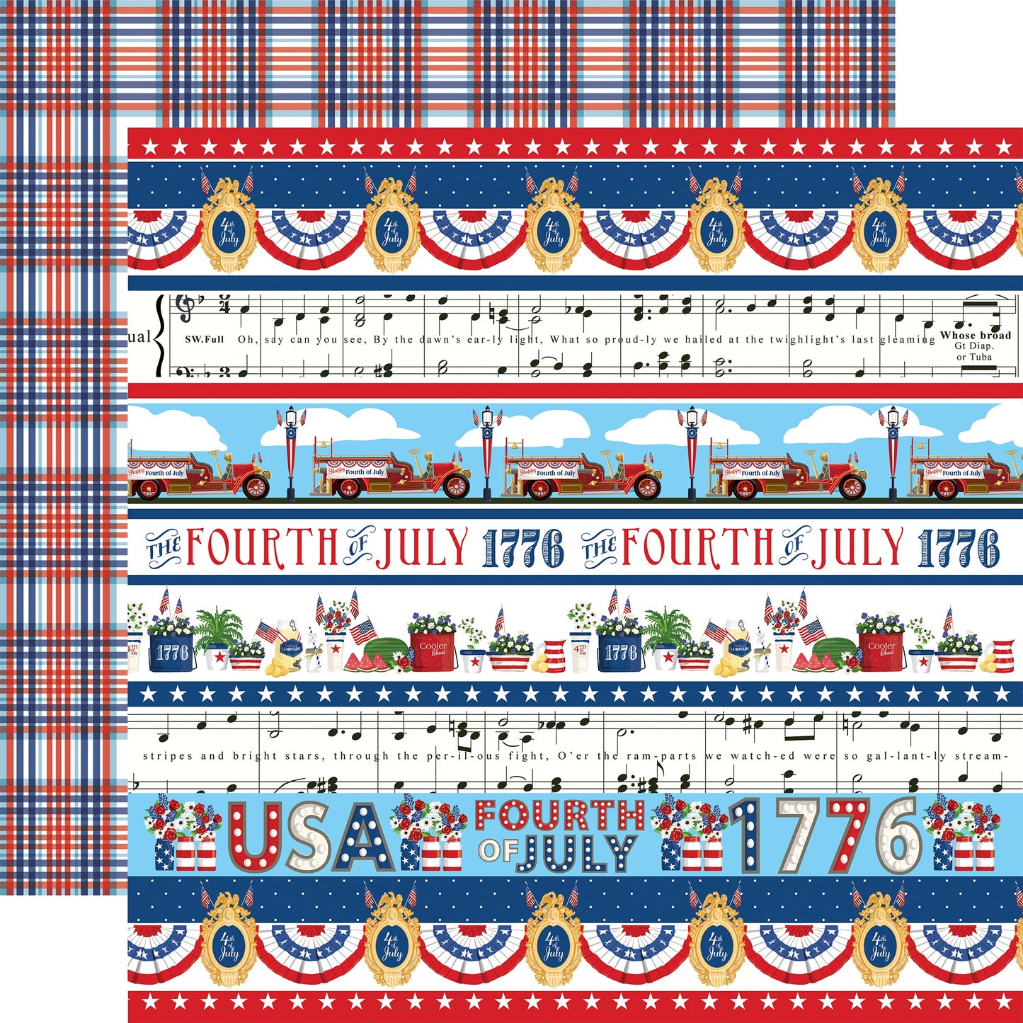 God Bless America Double-Sided Cardstock 12"X12"-Border Strips