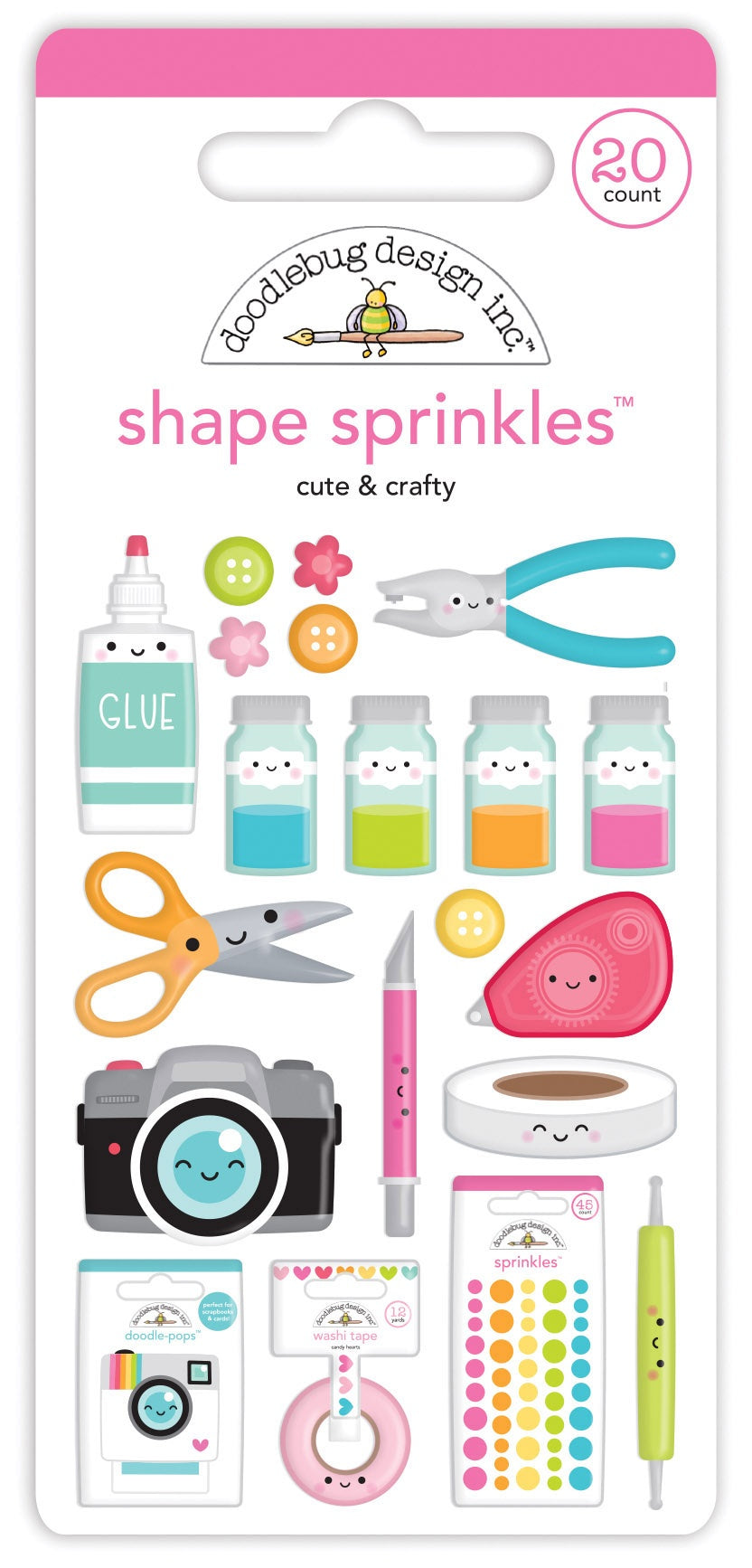 Doodlebug Sprinkles Adhesive Enamel Shapes-Cute & Crafty