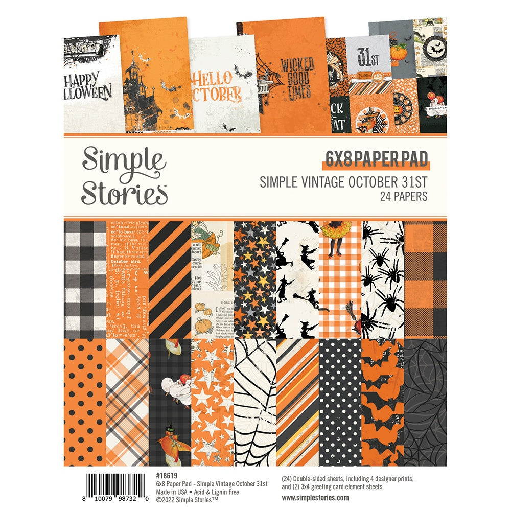 Simple Stories Double-Sided Paper Pad 6"X8" 24/Pkg-Simple Vintage October 31st