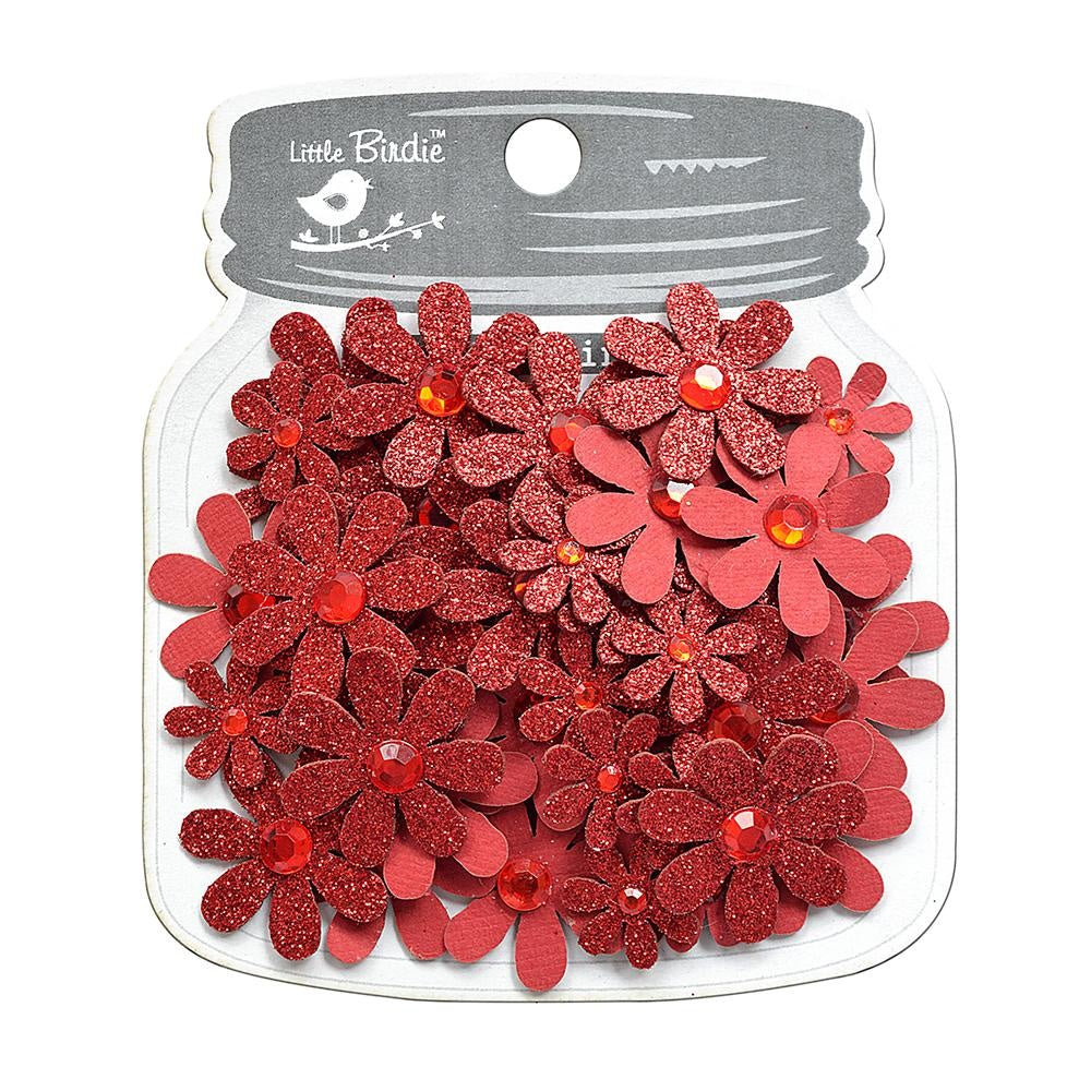 Little Birdie Sparkle Florettes Paper Flowers 60/Pkg-Lavender Whisper