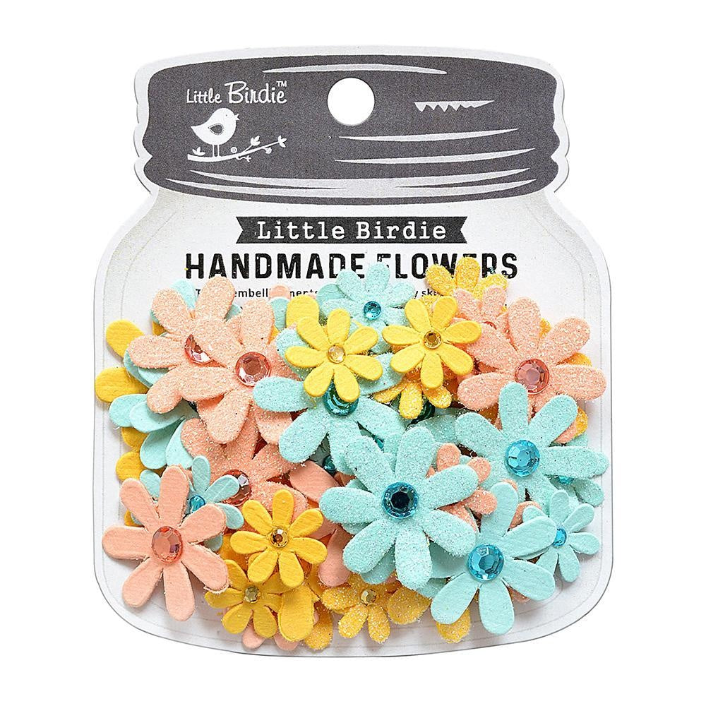 Little Birdie Sparkle Florettes Paper Flowers 60/Pkg-Lavender Whisper