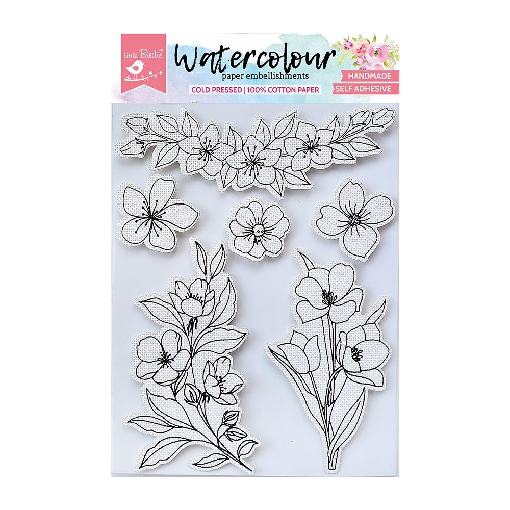 Little Birdie Watercolor Embellishment Sticker 6/Pkg-Abloom