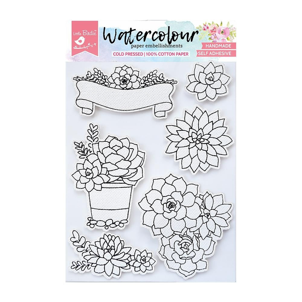 Little Birdie Watercolor Embellishment 6/Pkg-Floral Garden
