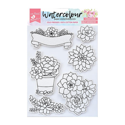 Little Birdie Watercolor Embellishment 6/Pkg-Floral Garden