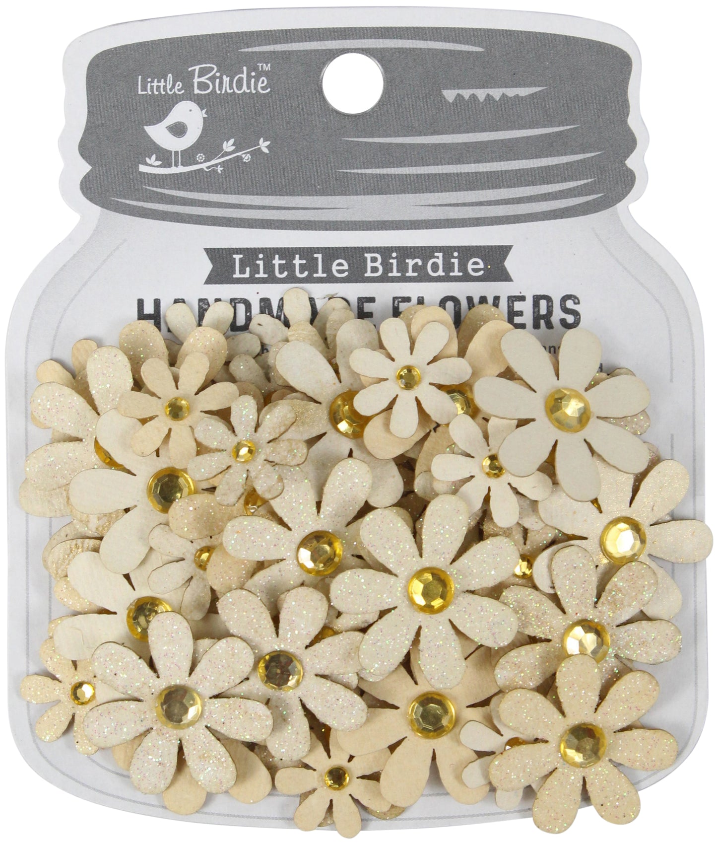 Little Birdie Sparkle Florettes Paper Flowers 60/Pkg-Lavender Whisper