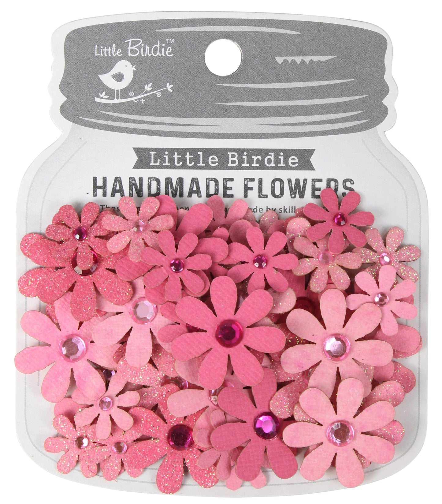 Little Birdie Sparkle Florettes Paper Flowers 60/Pkg-Lavender Whisper