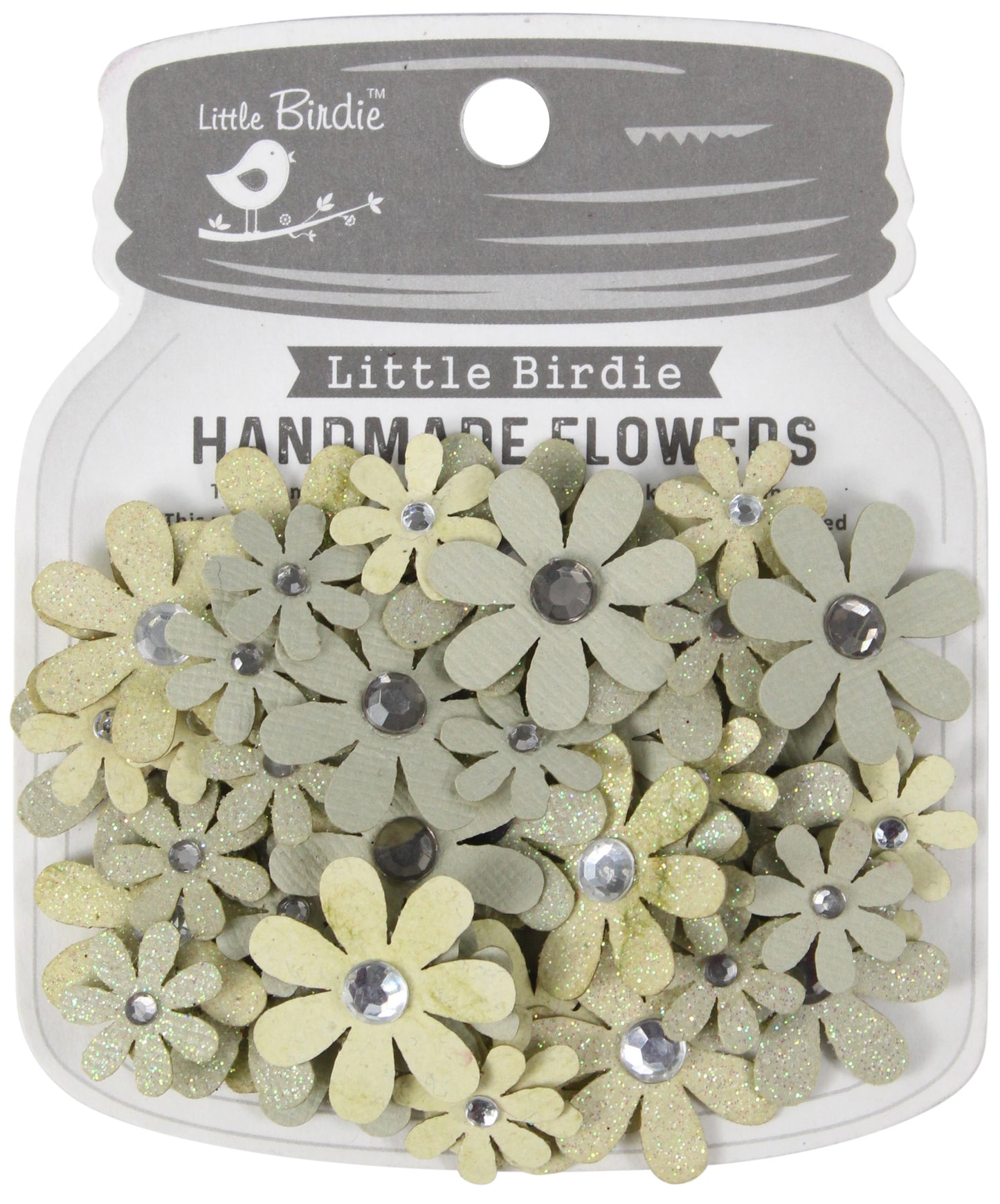 Little Birdie Sparkle Florettes Paper Flowers 60/Pkg-Lavender Whisper