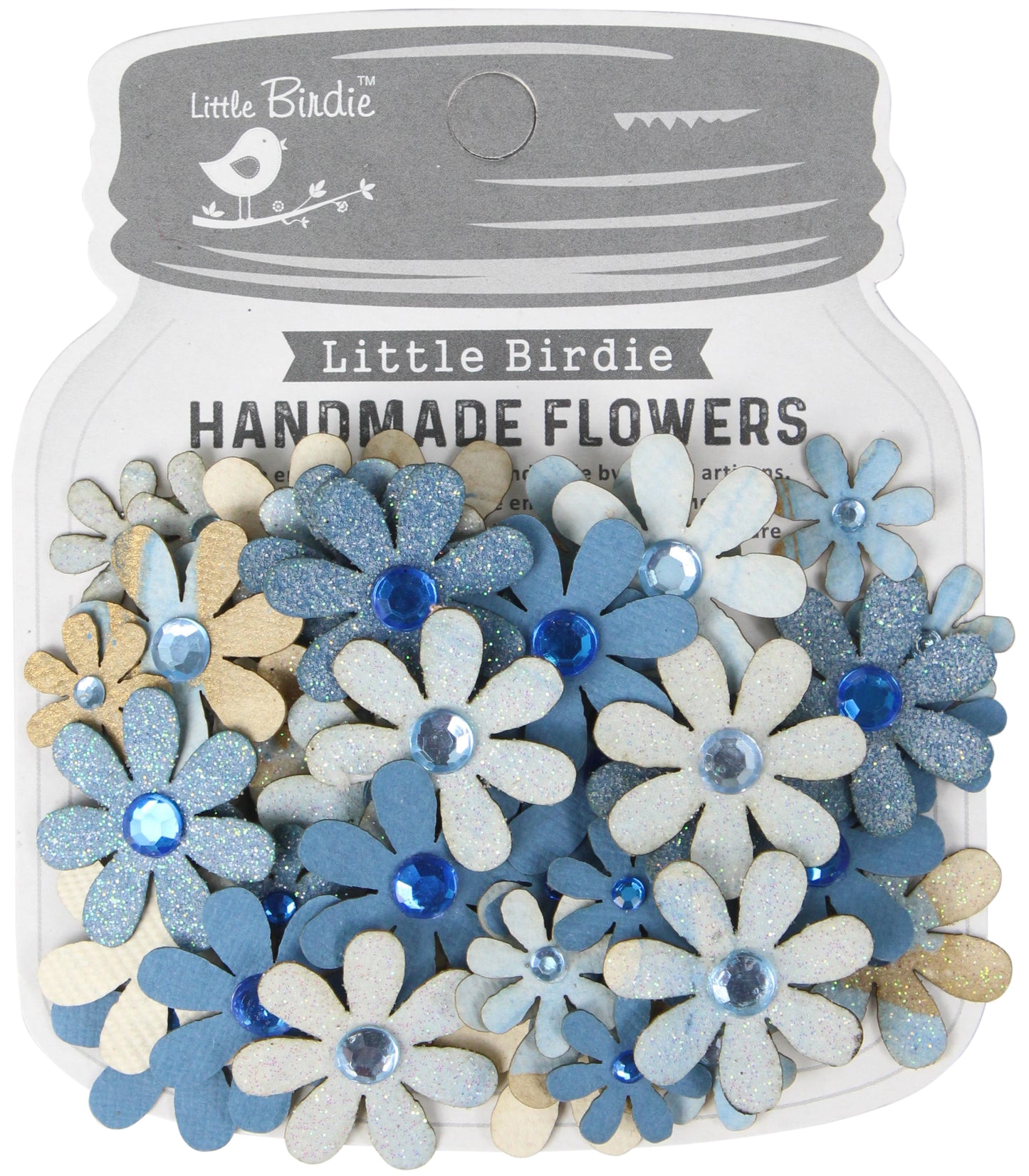 Little Birdie Sparkle Florettes Paper Flowers 60/Pkg-Lavender Whisper