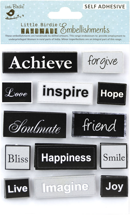 Little Birdie 3D Embellishment 13/Pkg-Love & Smile