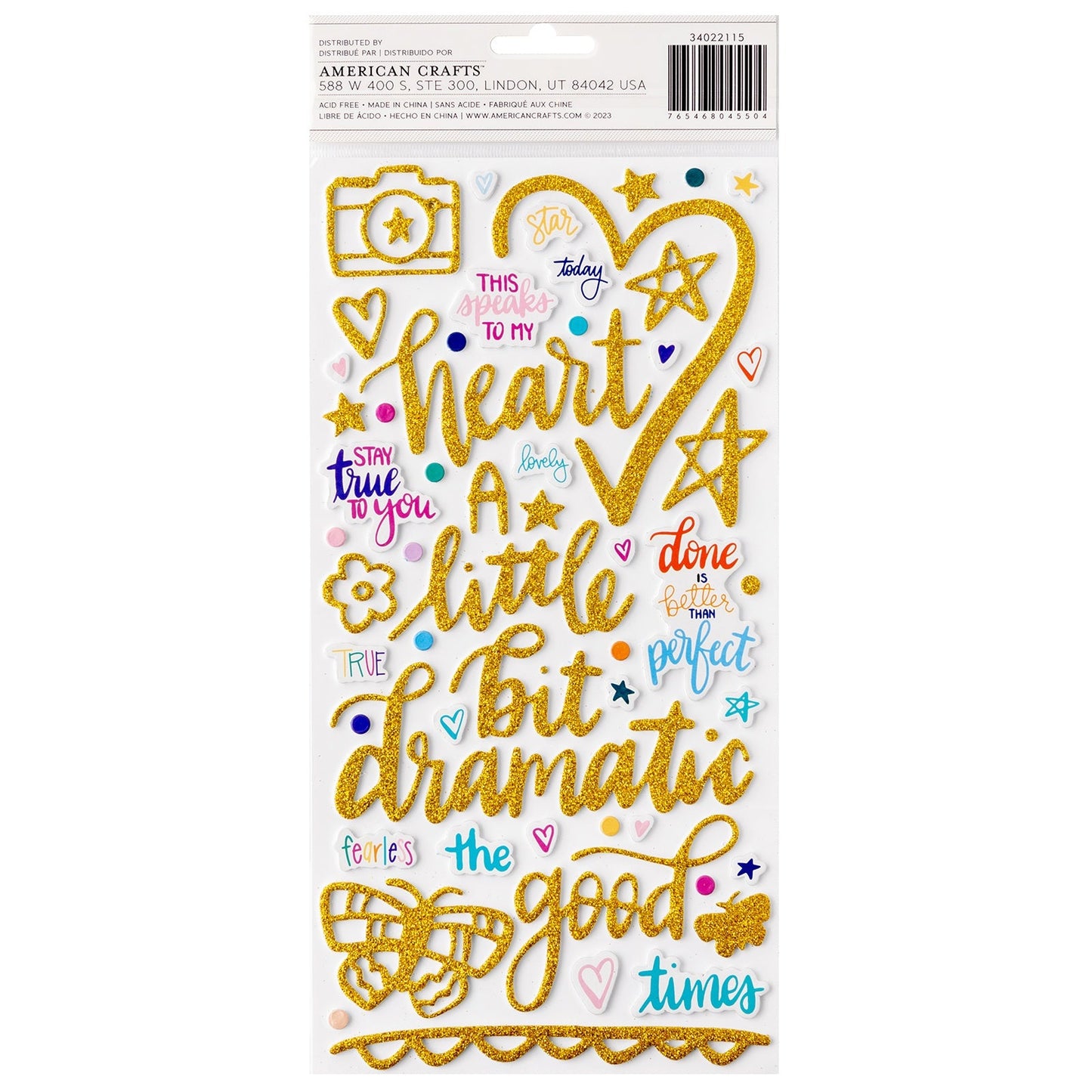 Shimelle Main Character Energy Thickers Stickers 123/Pkg-Phrase Gold Glitter