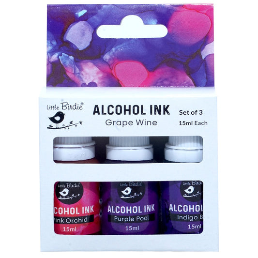 Little Birdie Alcohol Ink 15ml 3/Pkg-Grape Wine