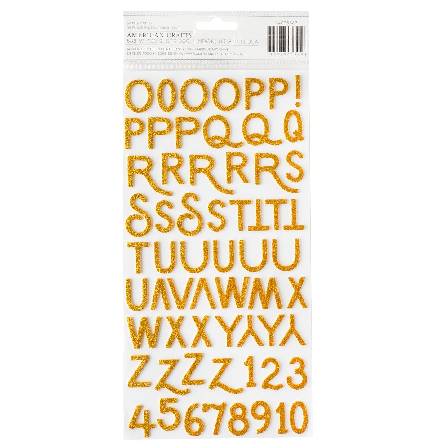 American Crafts April And Ivy Thickers Stickers 141/Pkg-Alpha, Gold Glitter