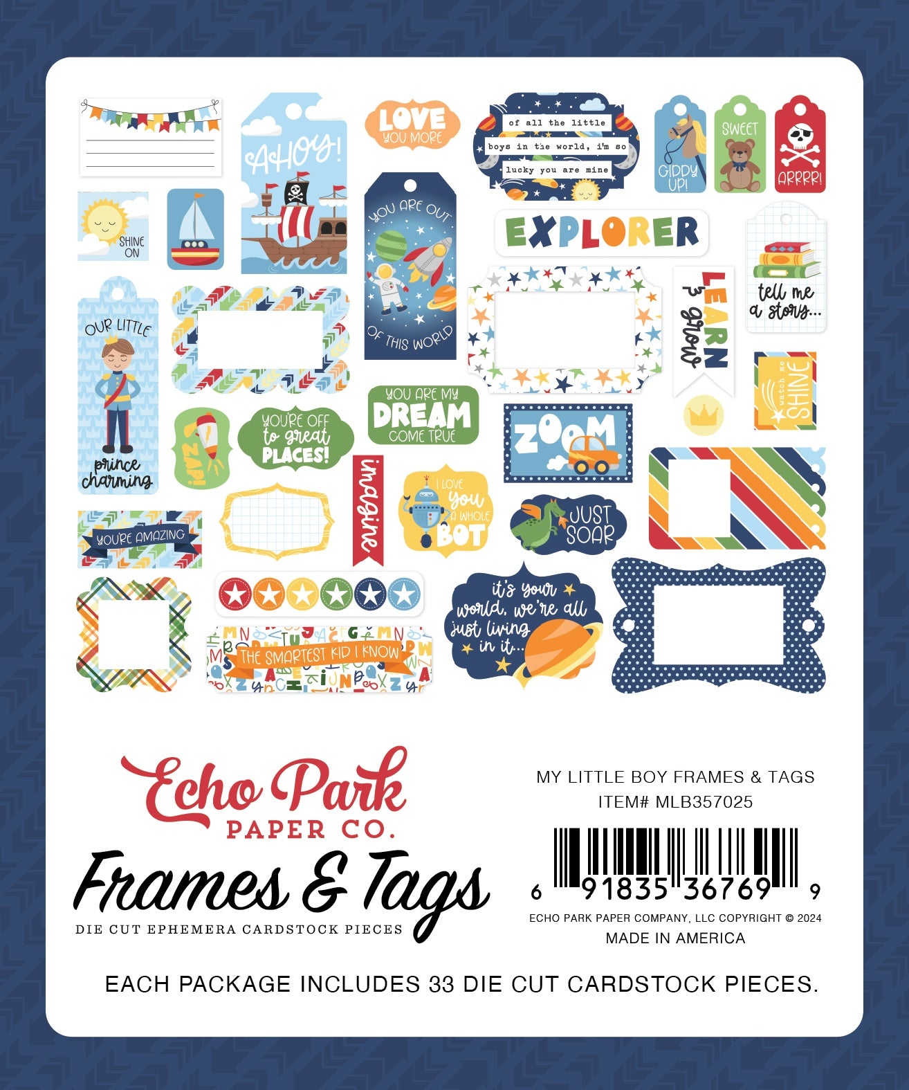 Echo Park Cardstock Ephemera 33/Pkg-Frames & Tags, My Little Boy