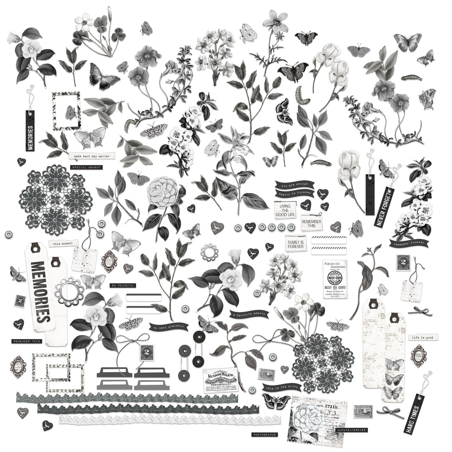 Color Swatch: Charcoal mini Laser Cut Outs-Elements
