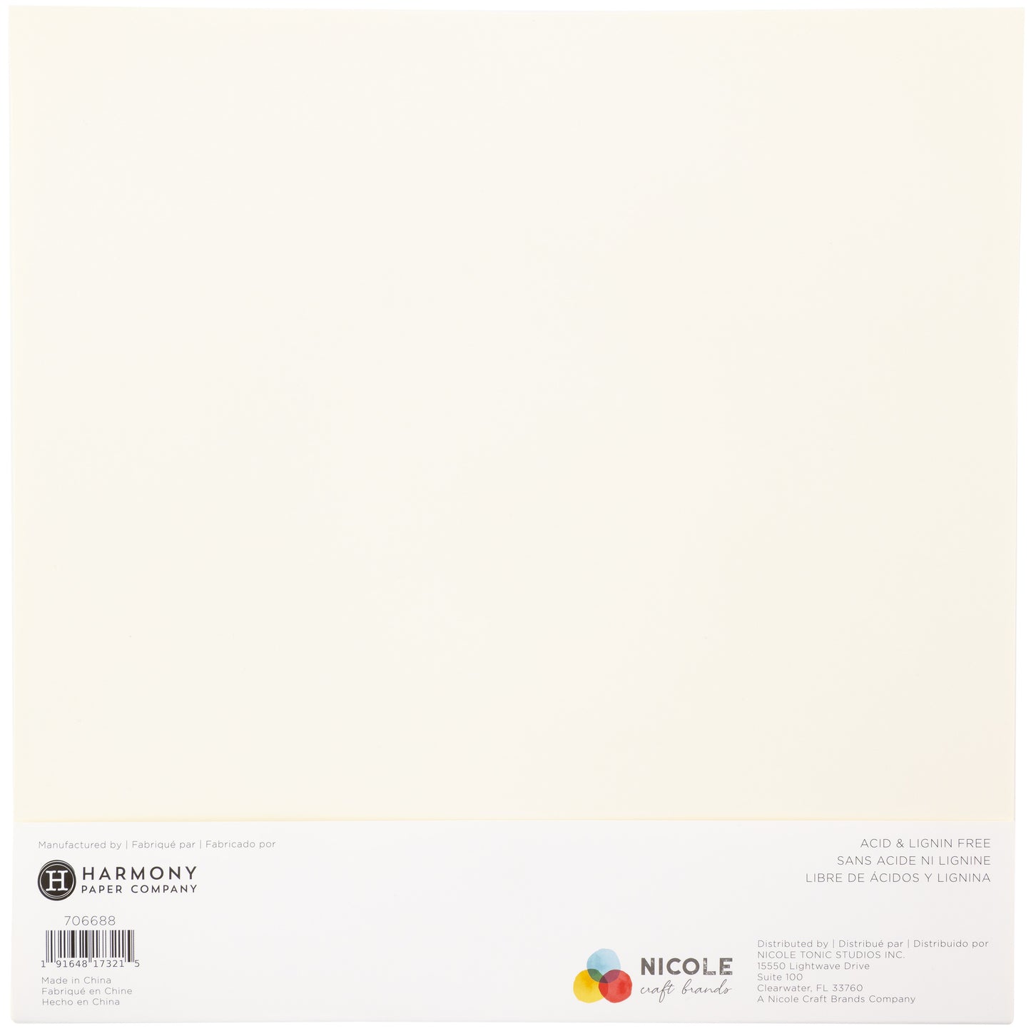 Harmony Hues 65# Cardstock 12"X12" 50/Pkg-Ivory