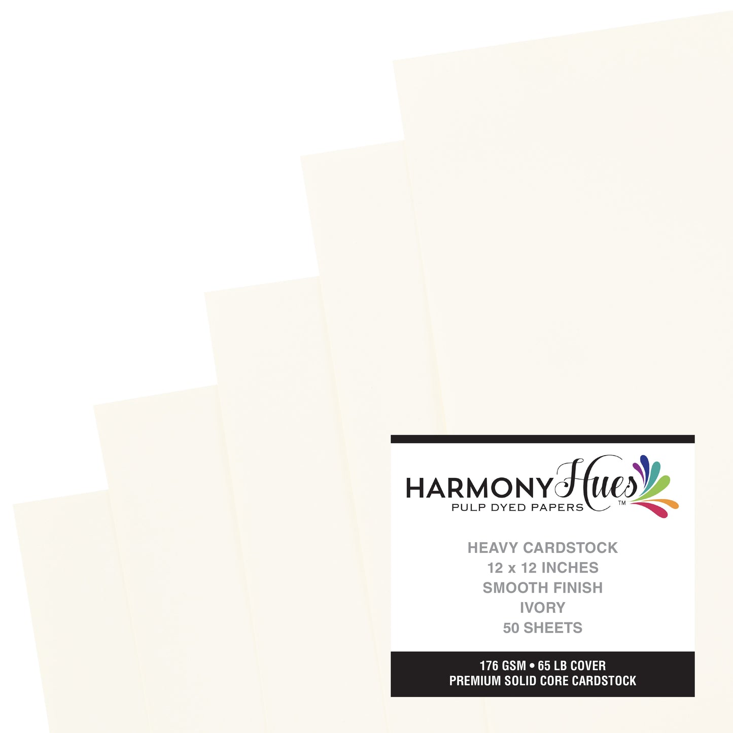 Harmony Hues 65# Cardstock 12"X12" 50/Pkg-Ivory