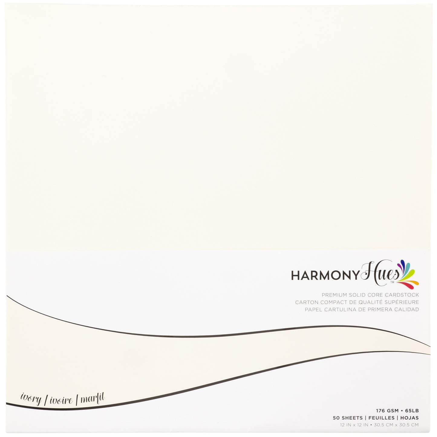 Harmony Hues 65# Cardstock 12"X12" 50/Pkg-Ivory