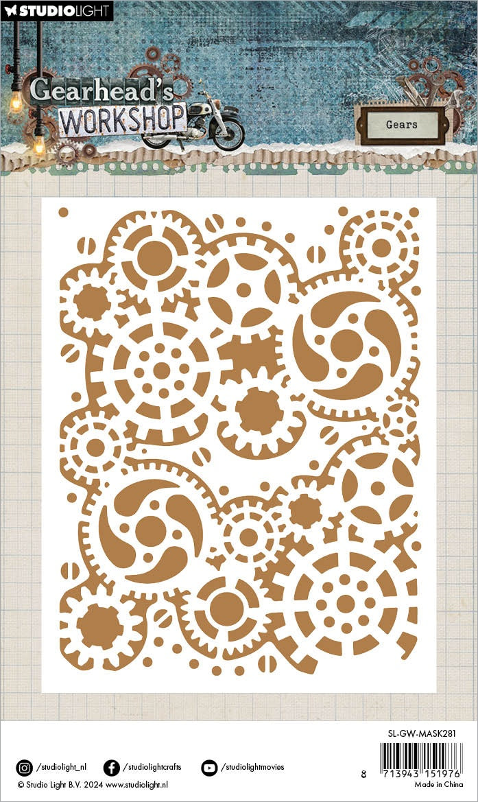 Studio Light Gearhead's Workshop 4.5"X5.83" Stencil-Nr. 281, Gears
