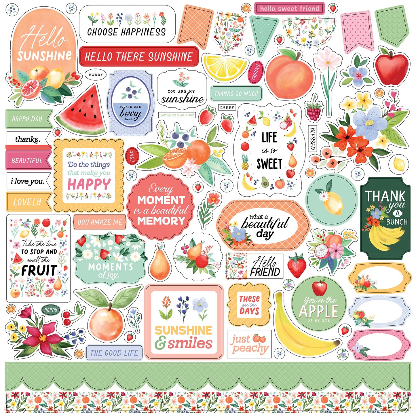 Carta Bella Elements Cardstock Stickers 12"X12"-Fruit Stand