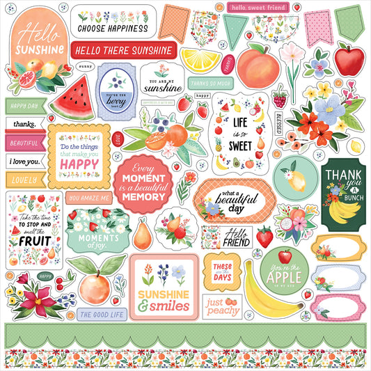 Carta Bella Elements Cardstock Stickers 12"X12"-Fruit Stand