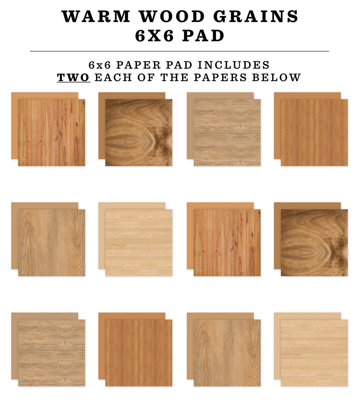 Echo Park Double-Sided Paper Pad 6"X6"-Warm Wood Grains