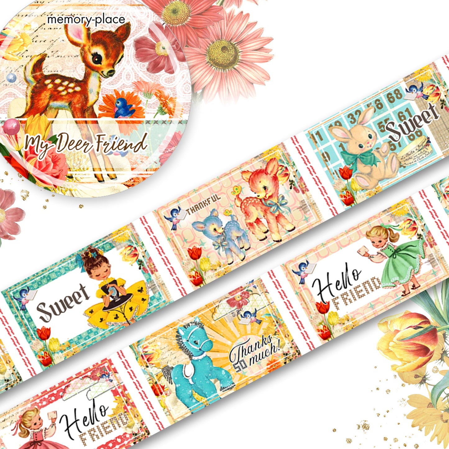 Memory Place Washi Tape 15mmX5m-My Deer Friend #1