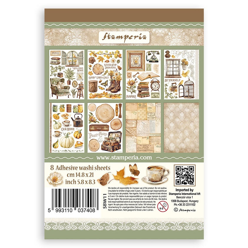 Stamperia A5 Washi Pad 8/Pkg-Golden Harmony